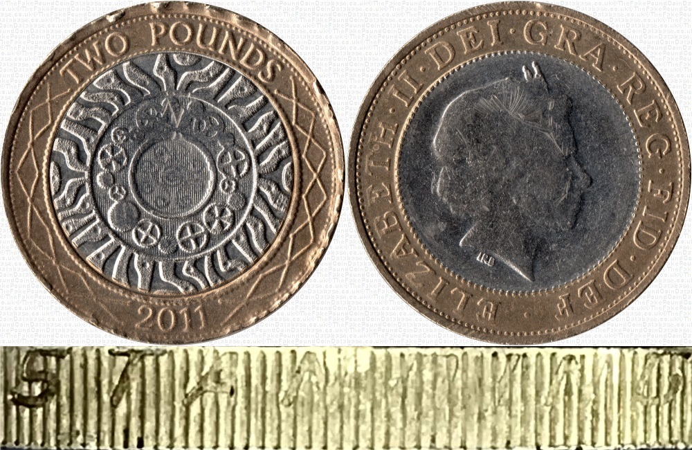 Image of the coin. All images  TheFakePoundCoinDatabase unless otherwise stated.